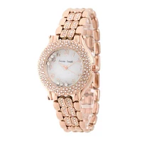 Personalized Womens Rose Gold Tone Crystal Accent Bracelet Watch