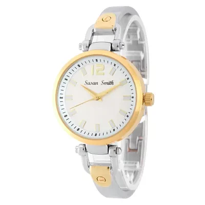 Personalized Womens Two Tone Bangle Bracelet Watch