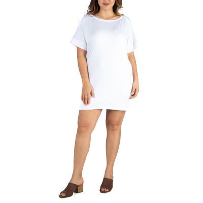 24seven Comfort Apparel Short Sleeve T-Shirt Dress Plus