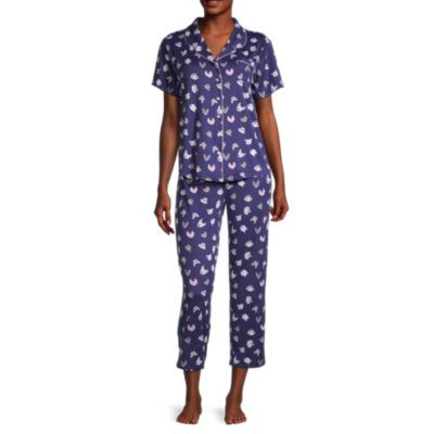 Charter Club Plus 2-Pc. Cotton Printed Cropped Pajamas Set