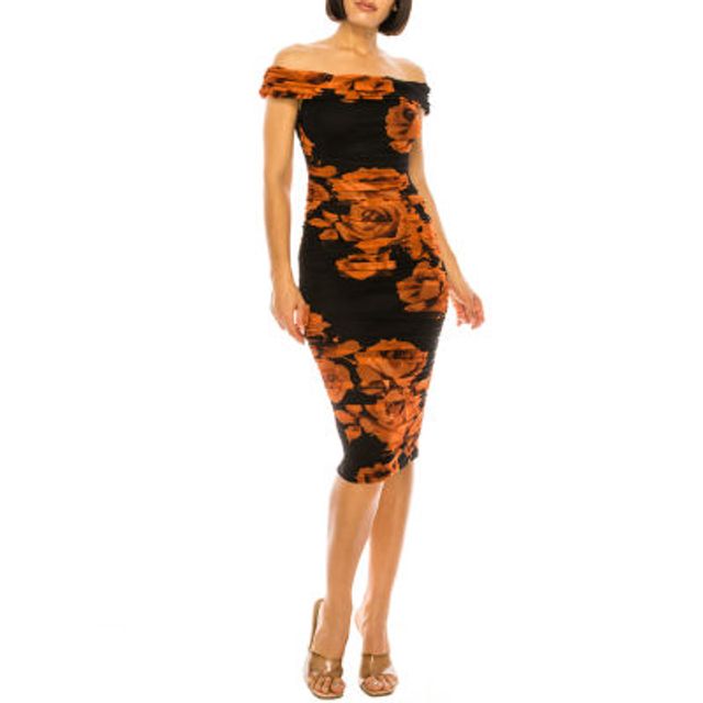 Premier Amour Off The Shoulder Short Sleeve Floral Sheath Dress | Brazos  Mall