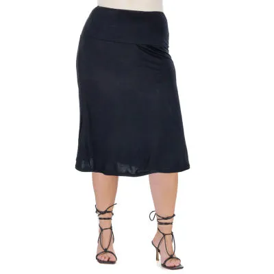 24seven Comfort Apparel Womens Mid Rise A-Line Skirt-Plus