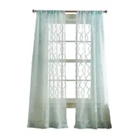 CHF Audrey Embroidered Sheer Rod Pocket Set of 2 Curtain Panel