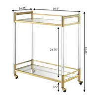 Royal Crest 2-Tier Acrylic Glass Bar Cart