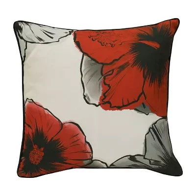 Outdoor Dècor Ebony Poppy Print Square Outdoor Pillow