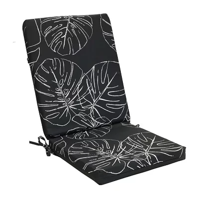 Outdoor Dècor Ebony Leaf Printed High Back Patio Seat Cushions