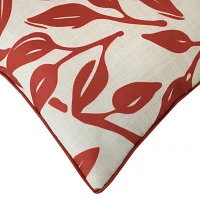 Outdoor Dècor Ruby Red Printed Leaves Square Throw Pillows