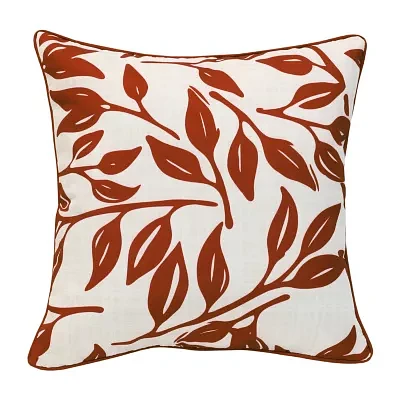Outdoor Dècor Ruby Red Printed Leaves Square Throw Pillows