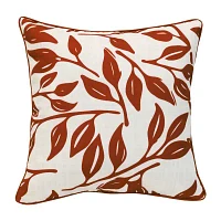 Outdoor Dècor Ruby Red Printed Leaves Square Throw Pillows