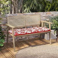 Outdoor Dècor Ruby Red Printed Leaves Bench Patio Seat Cushions