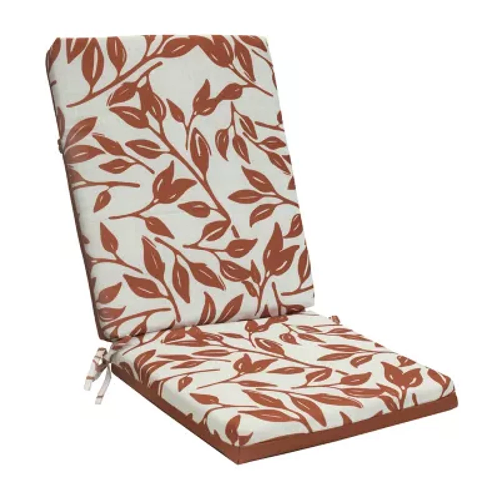 Outdoor Dècor Ruby Red Printed Leaves High Back Patio Seat Cushion