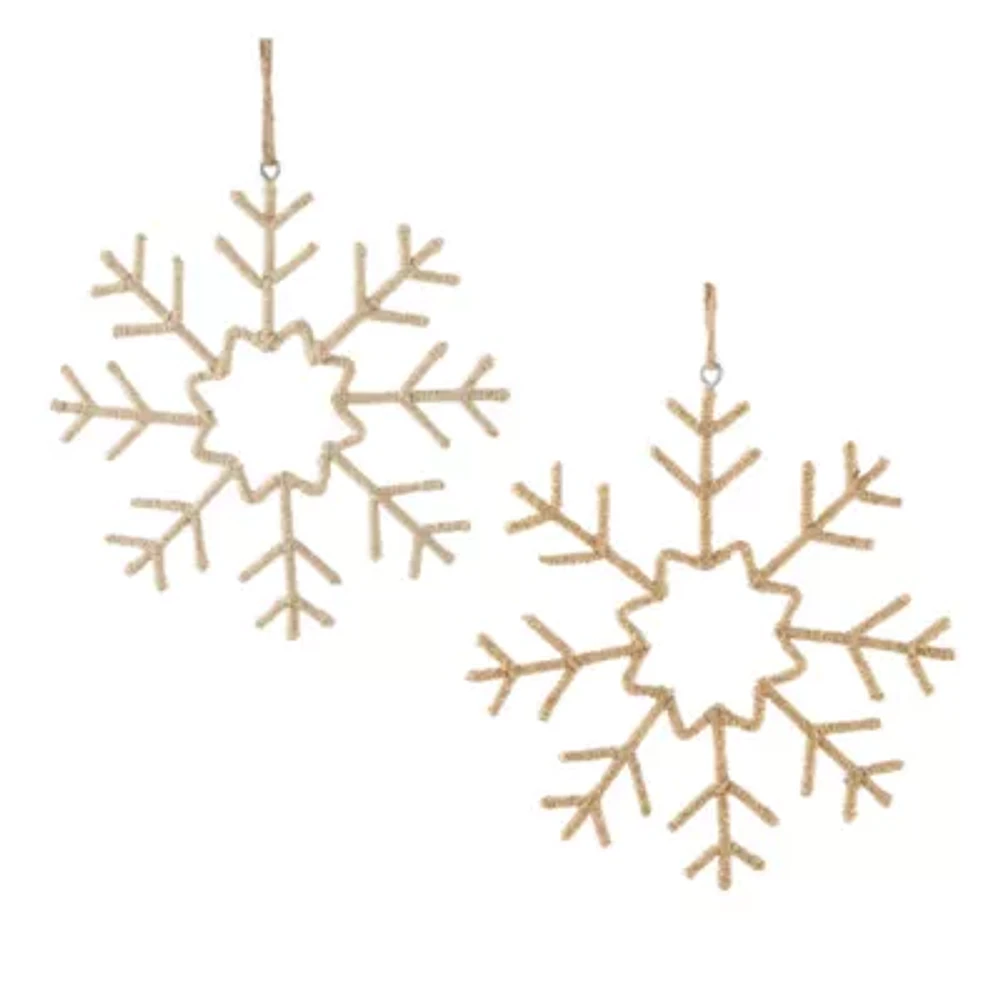 North Pole Trading Co. Brown Jute Rope Snowflake Set 2-pc. Christmas Ornament