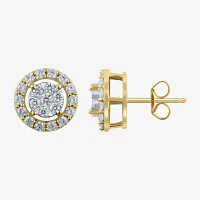 Certified 1 CT. T.W. Natural White Diamond 14K Gold 10.9mm Stud Earrings