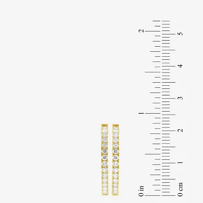 (H-I / I1) 1 CT. T.W. Lab Grown White Diamond 10K Gold 22mm Hoop Earrings