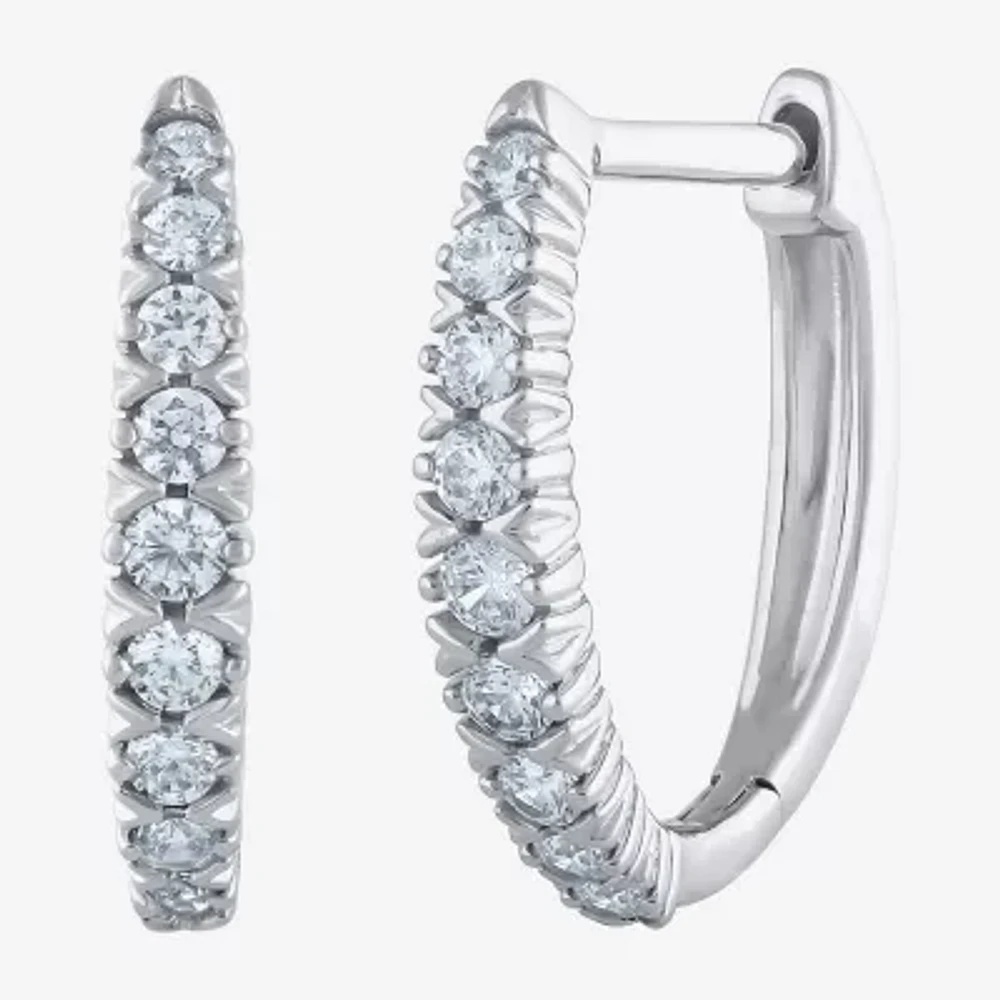 1/4 CT. T.W. Natural White Diamond 10K Gold 11.8mm Hoop Earrings