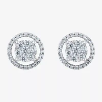 Certified 1/2 CT. T.W. Natural White Diamond 14K Gold 9.5mm Stud Earrings