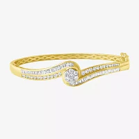 Diamond Blossom (G / Si2) 2 CT. T.W. Lab Grown White Diamond 10K Gold Flower Bangle Bracelet