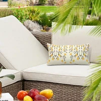 Outdoor Dècor Sunny Citrus Flower Printed Lumbar Rectangular Outdoor Pillow