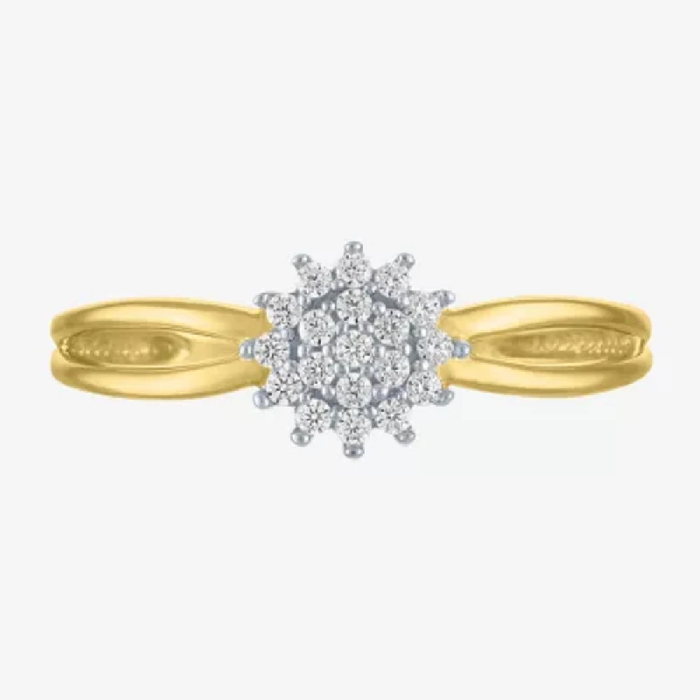 (G-H/ I1-I2) Womens 1/6 CT. T.W. Lab Grown White Diamond 10K Gold Cluster Cocktail Ring