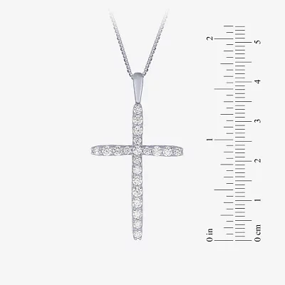 Certified (H-I / I1) Womens 1 CT. T.W. Lab Grown White Diamond 10K White Gold Cross Pendant Necklace