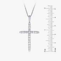 Certified (H-I / I1) Womens 1 CT. T.W. Lab Grown White Diamond 10K White Gold Cross Pendant Necklace