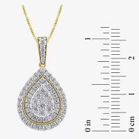 (H-I / I1) Womens 1 CT. T.W. Lab Grown White Diamond 10K Gold Pear Pendant Necklace