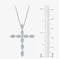 Diamond Blossom (H-I / I1) Womens 1 CT. T.W. Lab Grown White Diamond 10K White Gold Cross Pendant Necklace