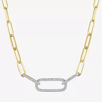 (G-H/ I1-I2) Womens 1/4 CT. T.W. Lab Grown White Diamond 10K Gold Paperclip Pendant Necklaces