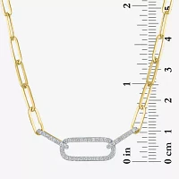 (G-H/ I1-I2) Womens 1/4 CT. T.W. Lab Grown White Diamond 10K Gold Paperclip Pendant Necklaces