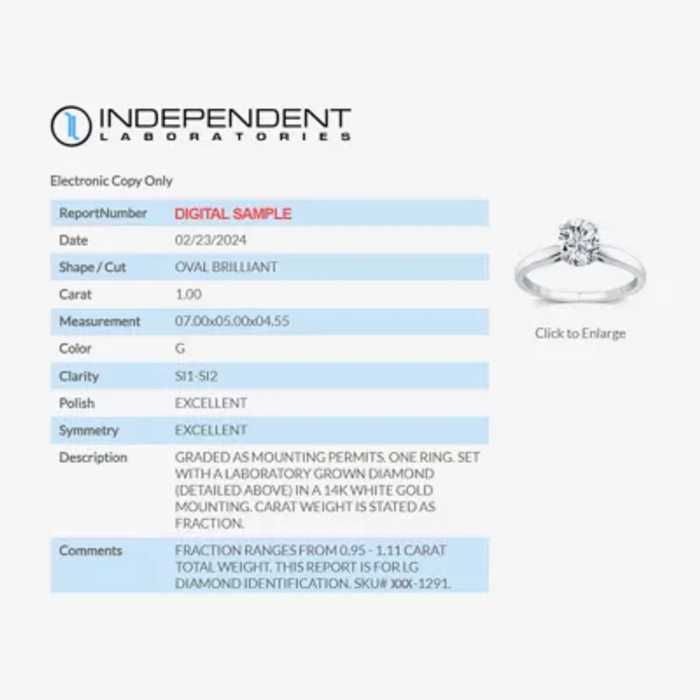 1 CT. Lab-Grown (G / SI2) Diamond Oval Solitaire Engagement Ring 10K Gold