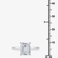 (G / VS2) Womens 3 CT. Lab-Grown White Diamond 14K Gold Emerald Solitaire Engaement Ring