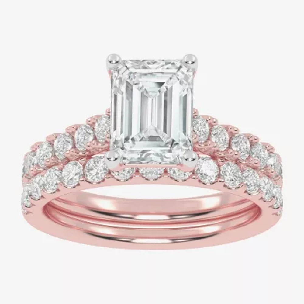 (G-H / Vs2-Si1) Womens 2 1/2 CT. T.W. Lab Grown White Diamond 14K Gold Side Stone Bridal Set