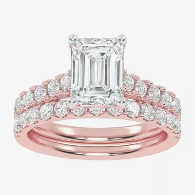 (G-H / Vs2-Si1) Womens 2 1/2 CT. T.W. Lab Grown White Diamond 14K Gold Side Stone Bridal Set