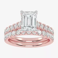 (G-H / Vs2-Si1) Womens 2 1/2 CT. T.W. Lab Grown White Diamond 14K Gold Side Stone Bridal Set