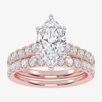 (G-H / Vs2-Si1) Womens 2 1/2 CT. T.W. Lab Grown White Diamond 14K Gold Marquise Side Stone Bridal Set