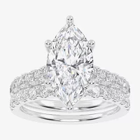 (G-H / Vs2-Si1) Womens 4 CT. T.W. Lab Grown White Diamond 14K Gold Marquise Side Stone Bridal Set