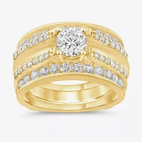 Womens 1 CT. T.W. Natural White Diamond 14K Gold Wedding Ring Guard