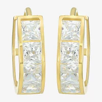 White Cubic Zirconia 14K Gold 13.5mm Round Hoop Earrings