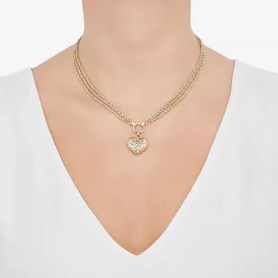 Womens 10K Gold Heart Pendant Necklace