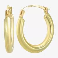 14K Gold 15mm Round Hoop Earrings