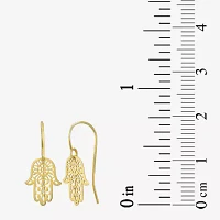 Womens 14K Gold Hamsa Drop Earrings