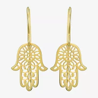 Womens 14K Gold Hamsa Drop Earrings