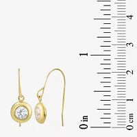 White Cubic Zirconia 14K Gold Round Drop Earrings