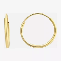 Womens 14K Gold 10mm Round Hoop Earrings