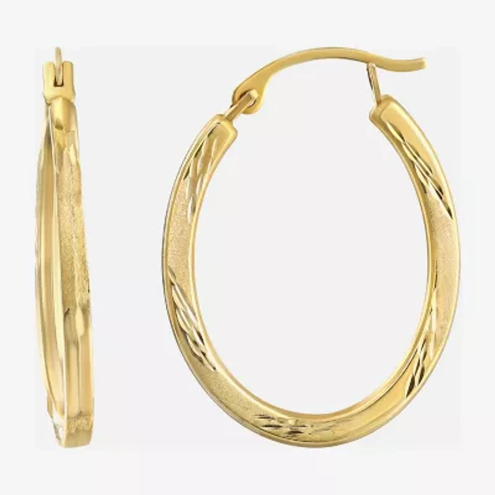 14K Gold 20mm Oval Hoop Earrings