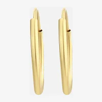 Womens 14K Gold 14mm Round Hoop Earrings