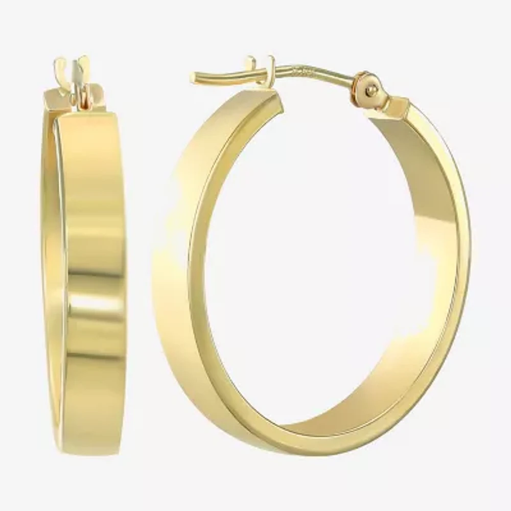 14K Yellow Gold 25mm Tube Hoop Earrings