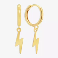 14K Gold 1/2 Inch LIghtning Bolt Hoop Earrings