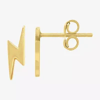 14K Gold 6.4mm LIghtning Bolt Stud Earrings