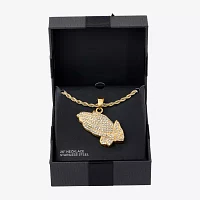 Mens Genuine Zirconia Stainless Steel Pendant Necklaces